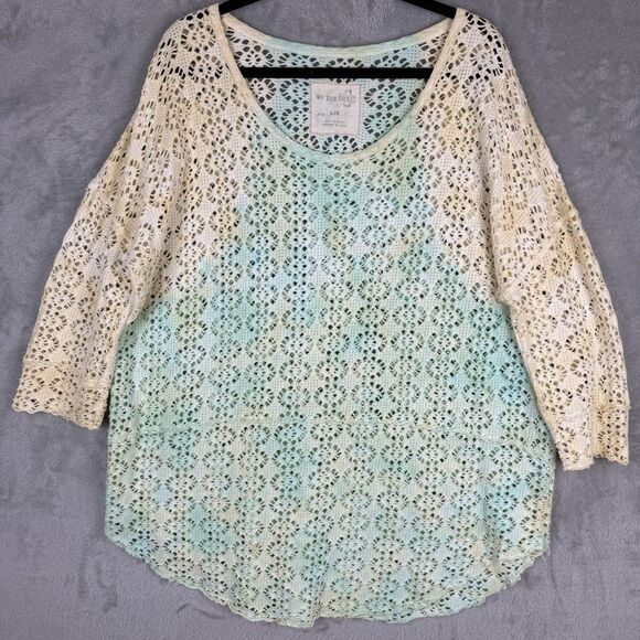 We The Free Women's Top Size Large Open Knit Tie Dye Oversized Net Pastel Beach - Picture 1 of 10